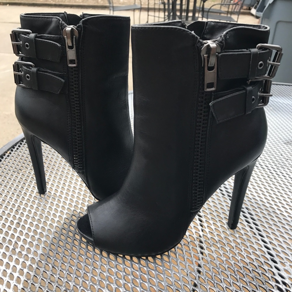 Steve Madden, Black Ankle Open Toe Boot, Size-6 - image 1